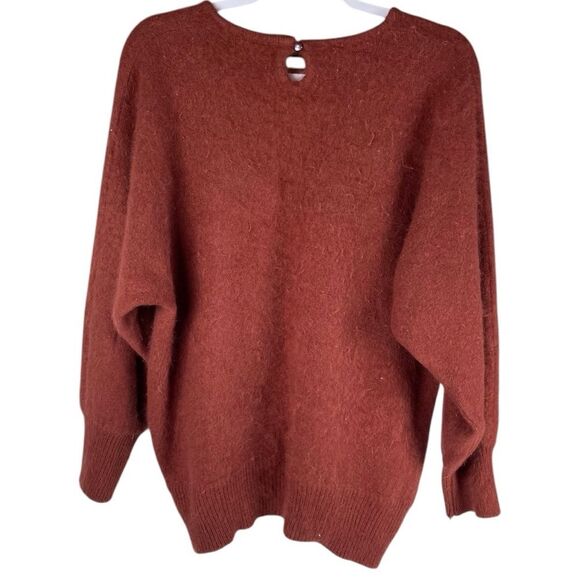 Connie A Lee Rust Red fuzzy Angora Knit Long Sleeve Sweater Women’s Size M/L - Picture 2 of 7